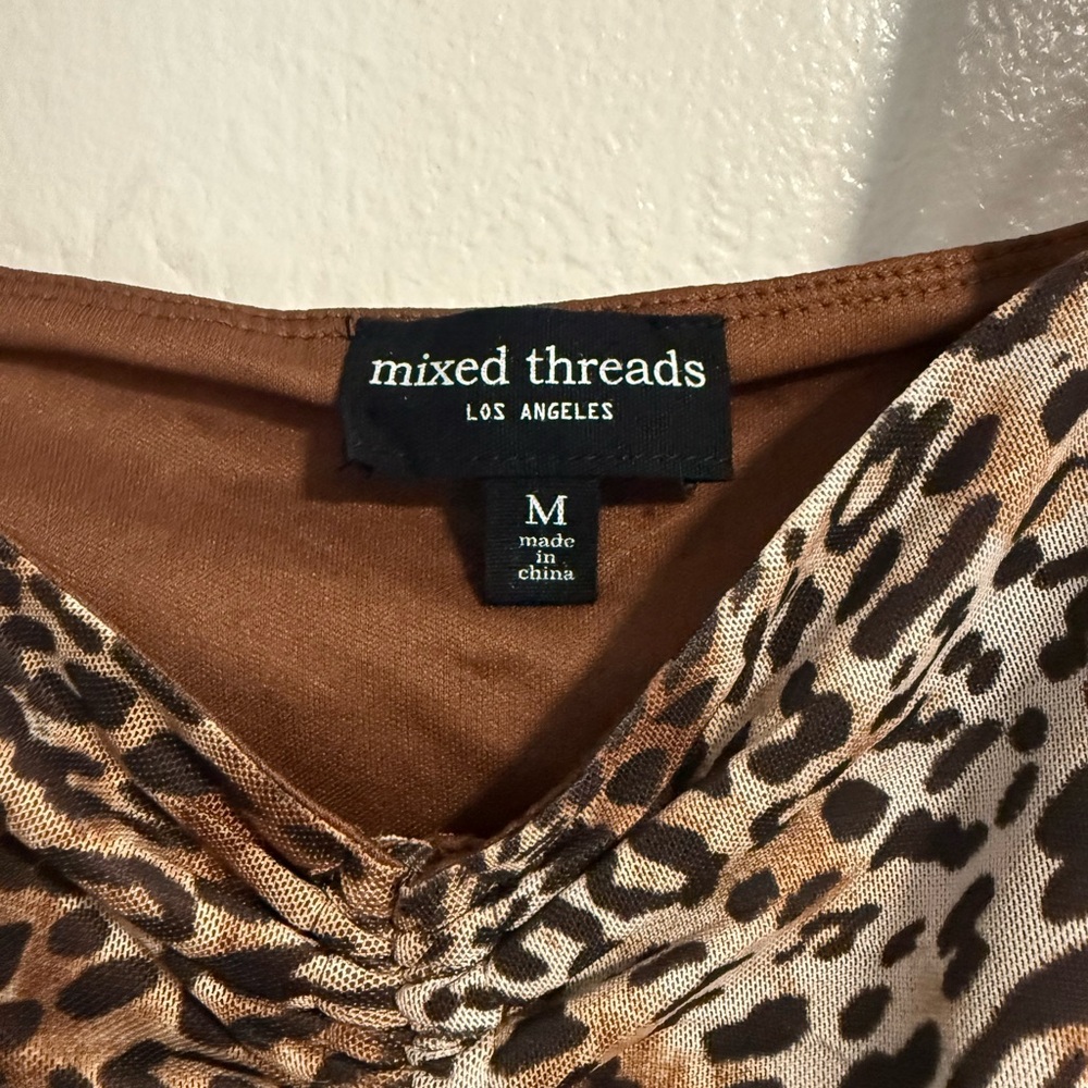 Wild Threads Leopard Print Ruched Blouse - Picture 2 of 3